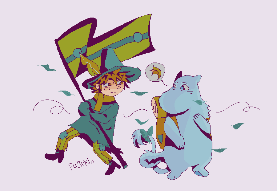 Illustration of Snufkin and Moomintroll from Comet in Moominland